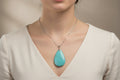Blue Stone Pendant Necklace – Silver-Plated Chain