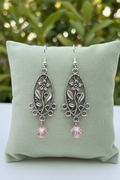 Pink Floral Dangle Earrings