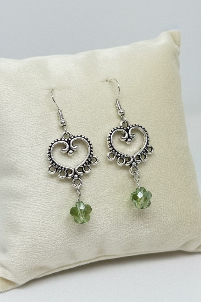 Heart Crystal Dangle Earrings