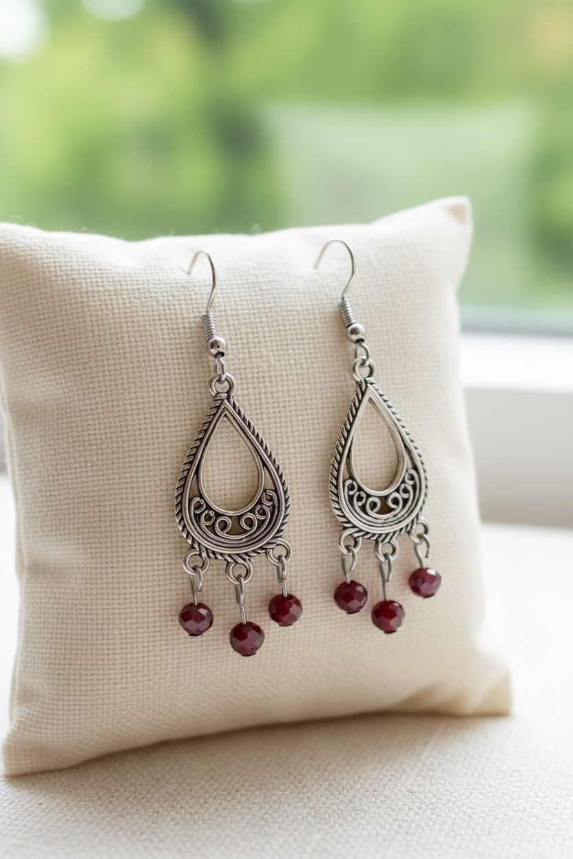 Red Crystal Boho Earrings