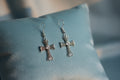 Silver Cross & Glass Crystal Earrings