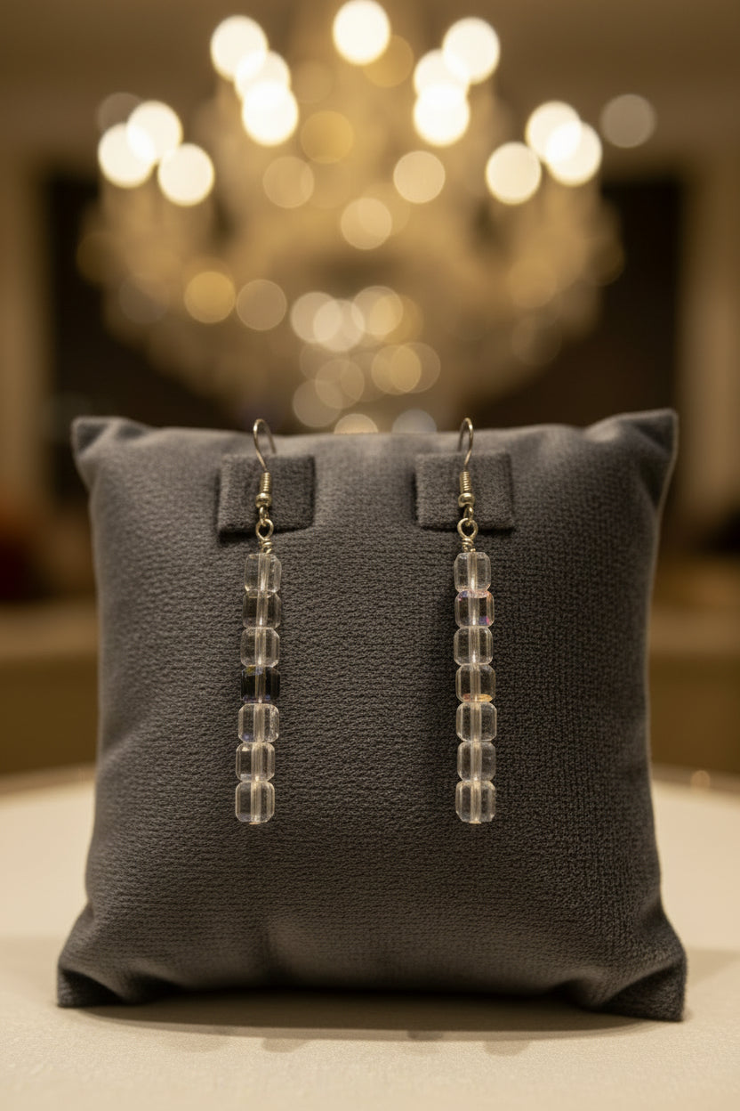 Dangle Crystal AB Glass Square Earrings