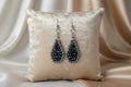 Gray & Dark Blue Beaded Dangle Earrings – Silver-Tone Women's Jewelry