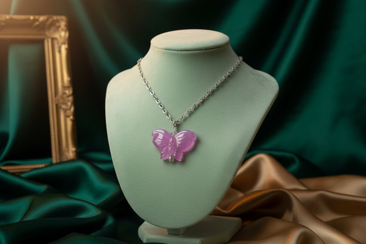 Pink Butterfly Necklace – Transformation & Faith